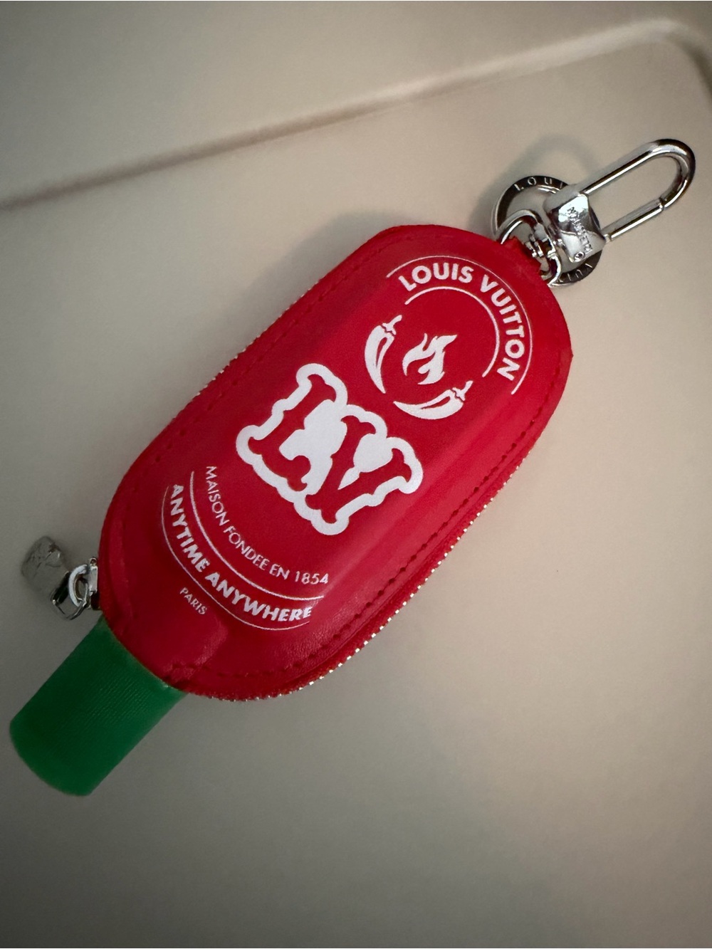 Louis Vuitton Red and Green Hot Sauce Zip Pouch Keychain